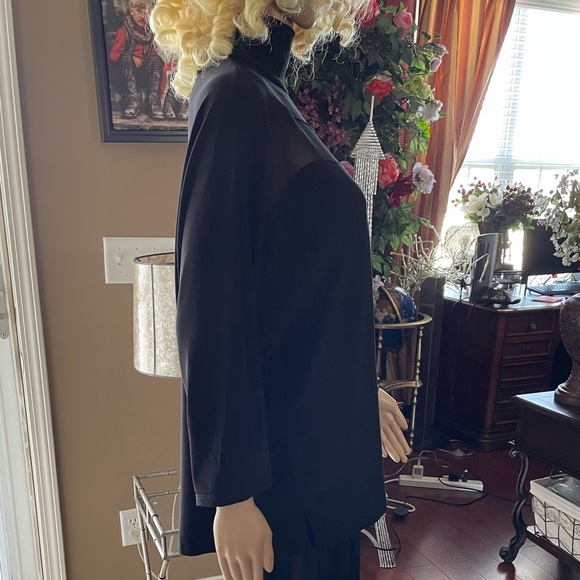 ANNE KLEIN WOMAN OVERSIZED LONG SLEEVE BLACK SHEER LINED BLOUSE 2XL NWT - Picture 2 of 15